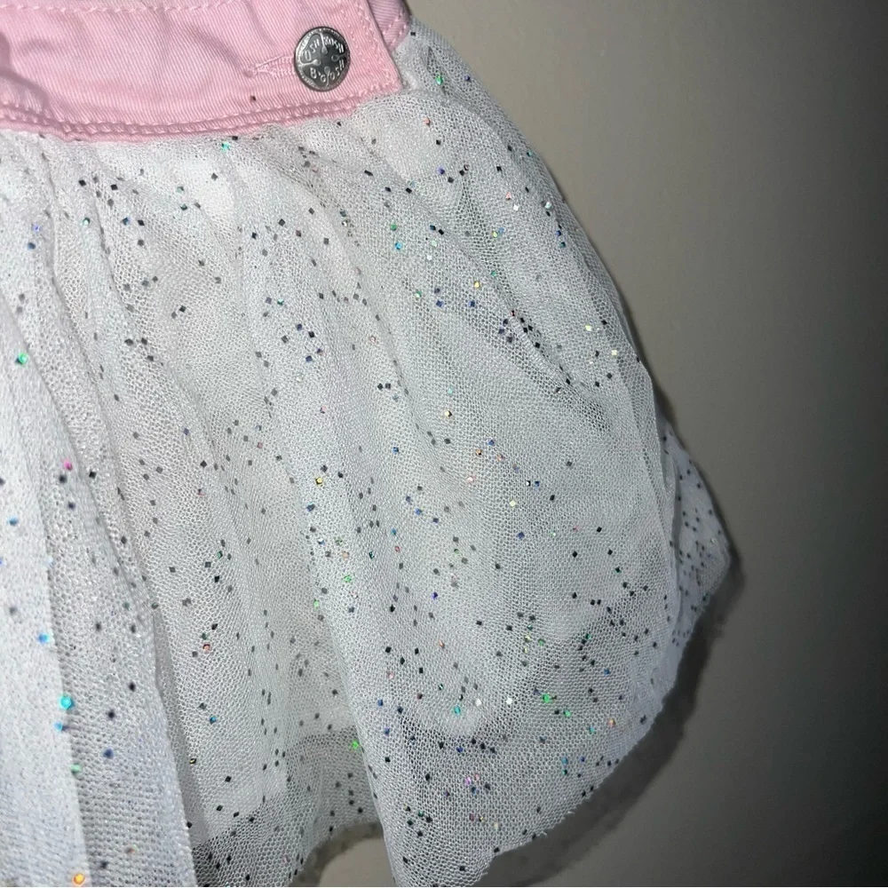 Oshkosh B'Gosh Bunny Rabbit Tulle Overall Dress Pink White Sparkle Size 18 mos.